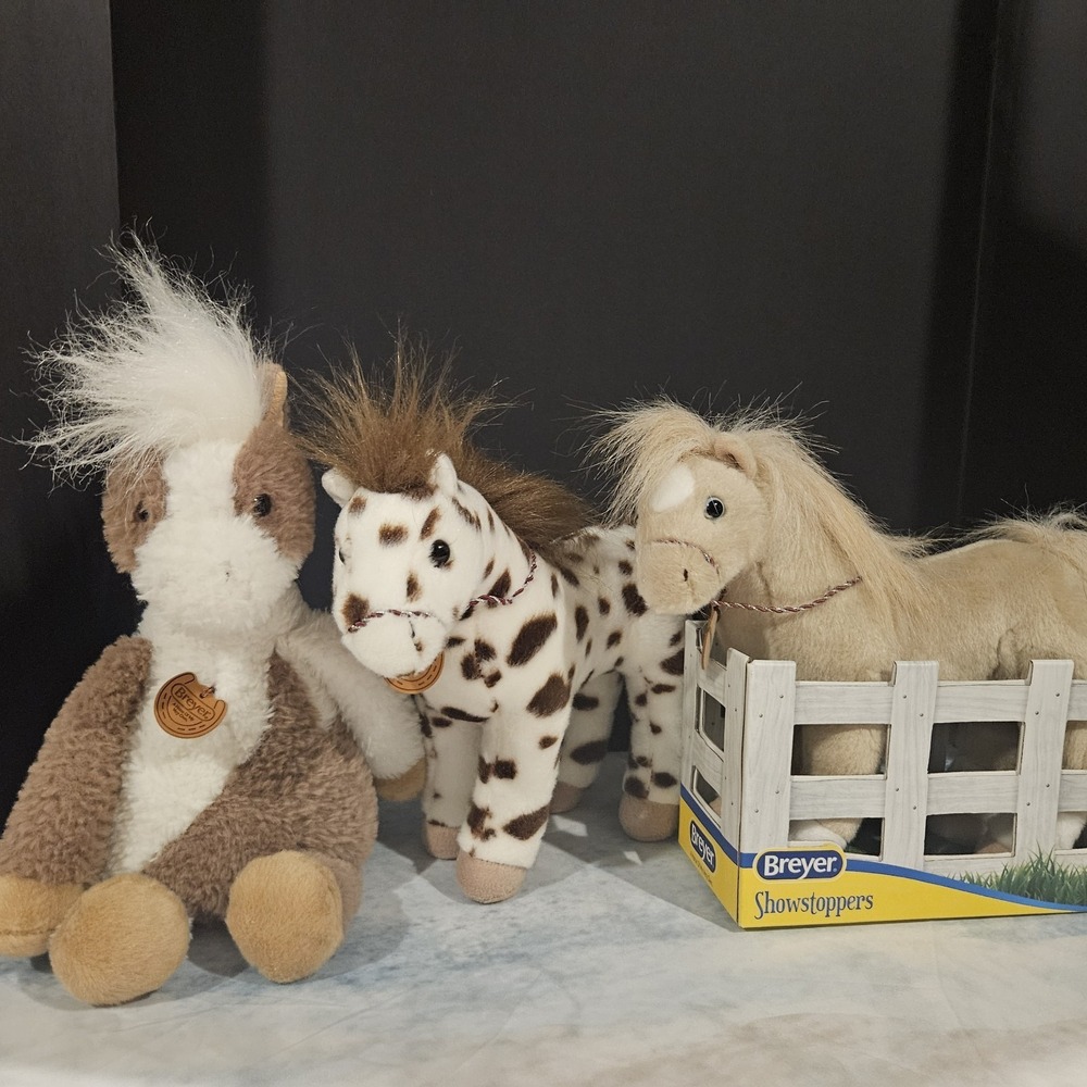 Breyer Horse Plush Lot of 3 Stuffed Animals Brown Spotted Pony Stable Toy